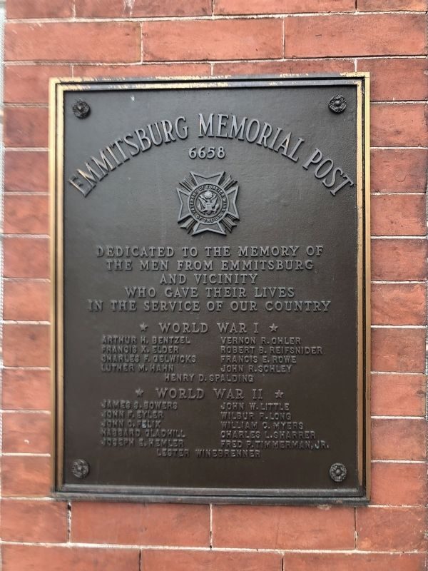 Close view of the bronze memorial plaque